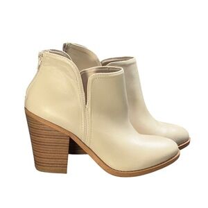 NEW Esprit Kendall Womens 8.5 Cream Ankle Booties Side Cutout Block Heel E2KED20